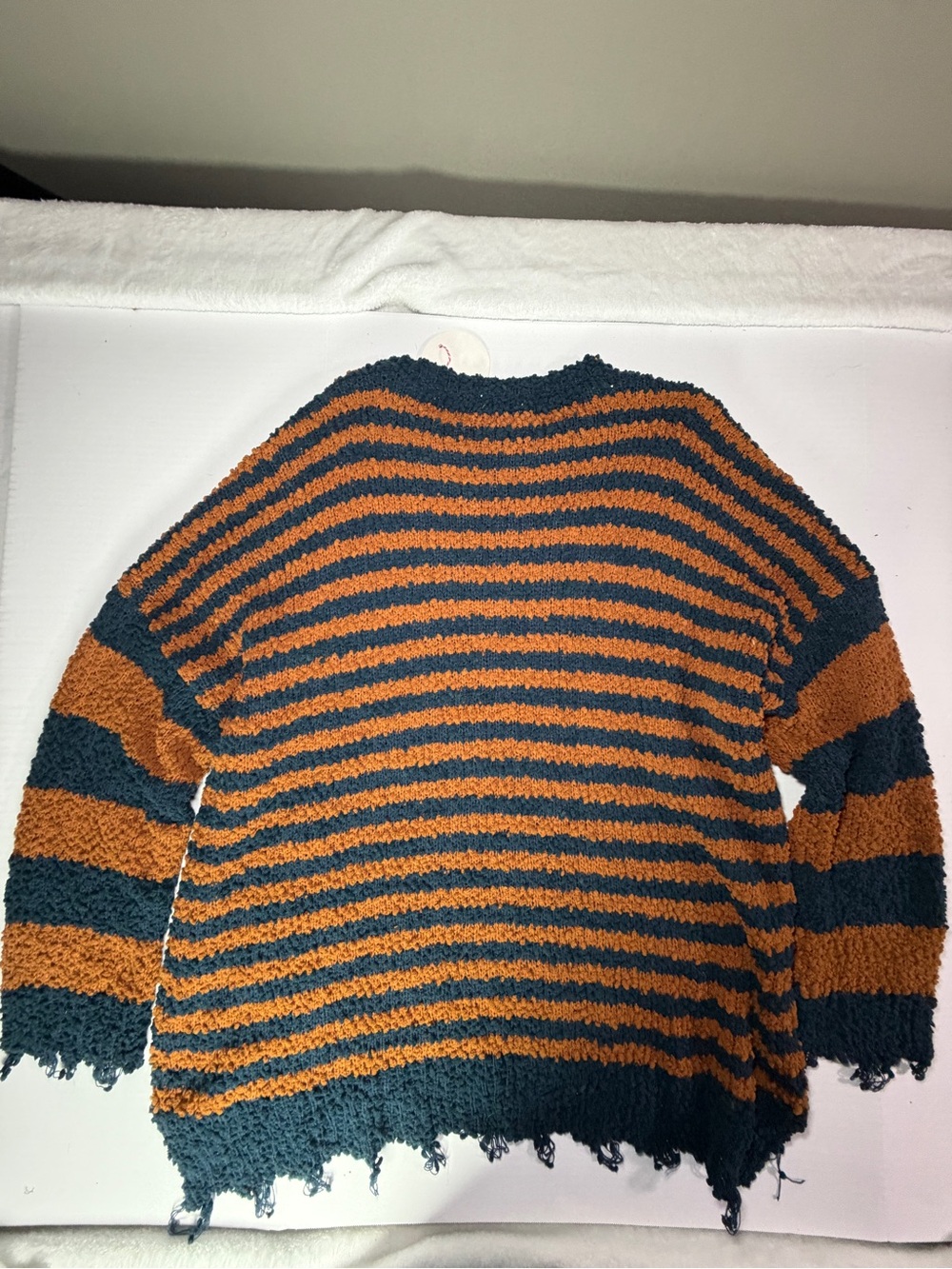 Umgee Striped Crewneck Sweater in Rust and Dark Teal - Picture 5 of 6